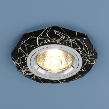 2040 MR16 BK/SL / Светильник встраиваемый черный/серебро