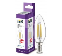 Лампа светодиодная филаментная 360° 7Вт C35 свеча 4000К E14 230В прозр. IEK LLF-C35-7-230-40-E14-CL