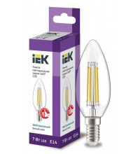 Лампа светодиодная филаментная 360° 7Вт C35 свеча 4000К E14 230В прозр. IEK LLF-C35-7-230-40-E14-CL