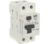 Выключатель дифференциального тока (УЗО) 2п 40А 30мА тип A ВДТ R10N ARMAT IEK AR-R10N-2-040A030