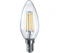 Лампа светодиодная филаментная 80 893 OLL-F-C35-08-230-4K-E14 8Вт свеча прозрачная 4000К нейтр. бел. E14 800лм 220-240В ОНЛАЙТ 80893