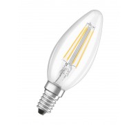 Лампа светодиодная филаментная LED STAR CLASSIC B 40 4W/827 4Вт свеча 2700К тепл. бел. E14 470лм 220-240В прозр. стекл. OSRAM 4058075068353