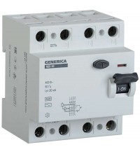 Выключатель дифференциального тока (УЗО) 4п 50А 30мА тип AC ВД1-63 GENERICA ИЭК MDV15-4-050-030
