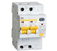Выключатель автоматический дифференциального тока 2п C 16А 30мА тип A 4.5кА АД-12М ИЭК MAD12-2-016-C-030
