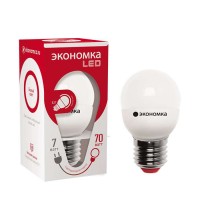 Лампа светодиодная GL45 7Вт шар 4500К белый E27 560лм 220-240В 45мм ЭКОНОМКА Eco_LED7wGL45E2745