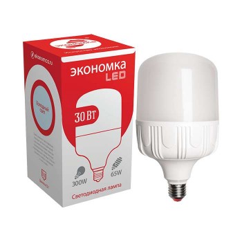 Лампа светодиодная высокомощная LED 30Вт цилиндр 6500К холод. бел. E27 176-240В ЭКОНОМКА Eco30wHWLEDE2765
