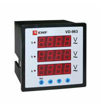 Вольтметр цифровой VD-963 на панель 96х96 трехфазный EKF vd-963