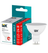 Лампа светодиодная MR16 софит 8Вт 12-24В 4000К GU5.3 (низковольтная) IEK LLE-MR16-08-12-24-40-GU5