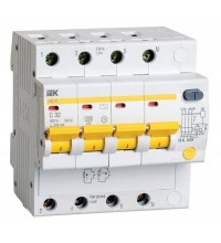 Выключатель автоматический дифференциального тока 4п C 32А 300мА тип AC 4.5кА АД-14 ИЭК MAD10-4-032-C-300