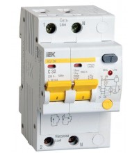 Выключатель автоматический дифференциального тока 2п C 32А 30мА тип A 4.5кА АД-12М ИЭК MAD12-2-032-C-030