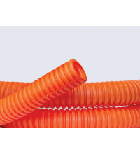 Труба гофрированная ПНД d32мм тяжелая с протяж. оранж. (уп.25м) ДКС 71532