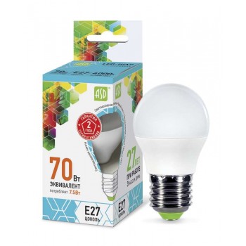 Лампа светодиодная LED-шар-standard 7.5Вт шар 4000К белый E27 675лм 160-260В ASD 4690612003993