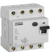 Выключатель дифференциального тока (УЗО) 4п 32А 30мА тип AC ВД1-63 GENERICA ИЭК MDV15-4-032-030