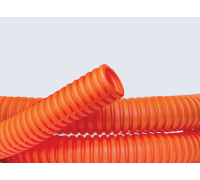 Труба гофрированная ПНД d20мм тяжелая с протяж. оранж. (уп.100м) ДКС 71520