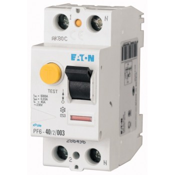 Выключатель дифференциального тока (УЗО) 2п 40А 30мА тип AC 6кА PF6 EATON 286496
